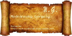 Modránszky Gergely névjegykártya