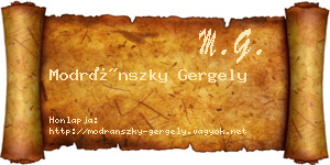 Modránszky Gergely névjegykártya